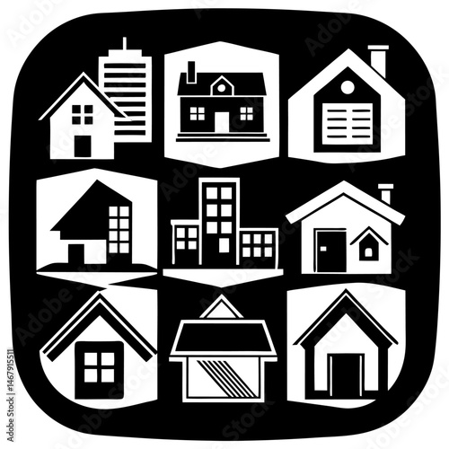 House and building vector icons set.
