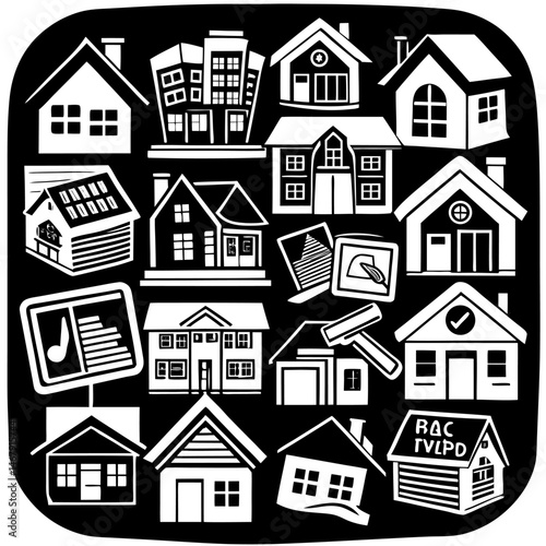 House and building vector icons set.