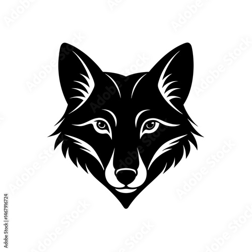 coyote head on white background  