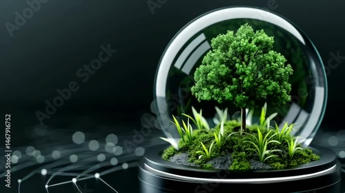 Miniature tree thrives inside glass dome