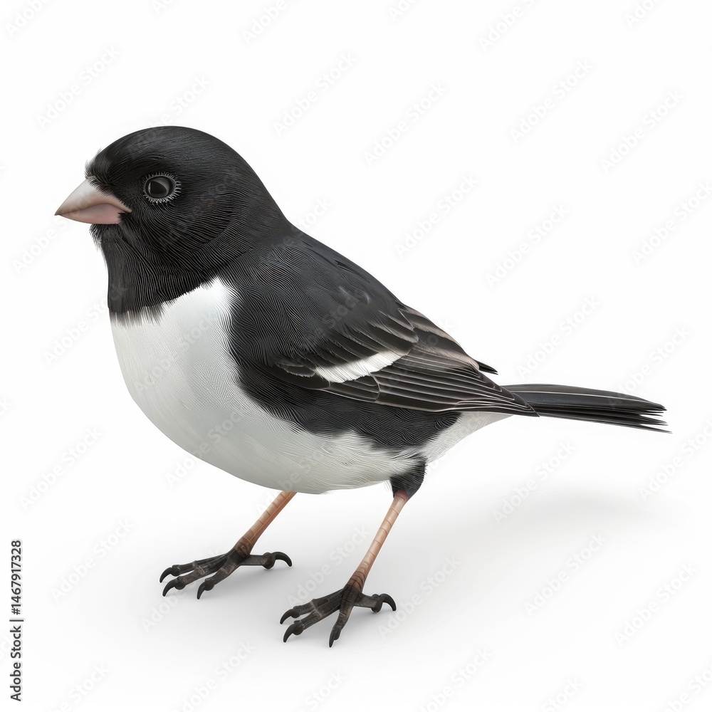 Obraz premium A small, black-and-white songbird profile.