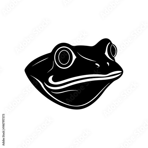 frog head on white background 