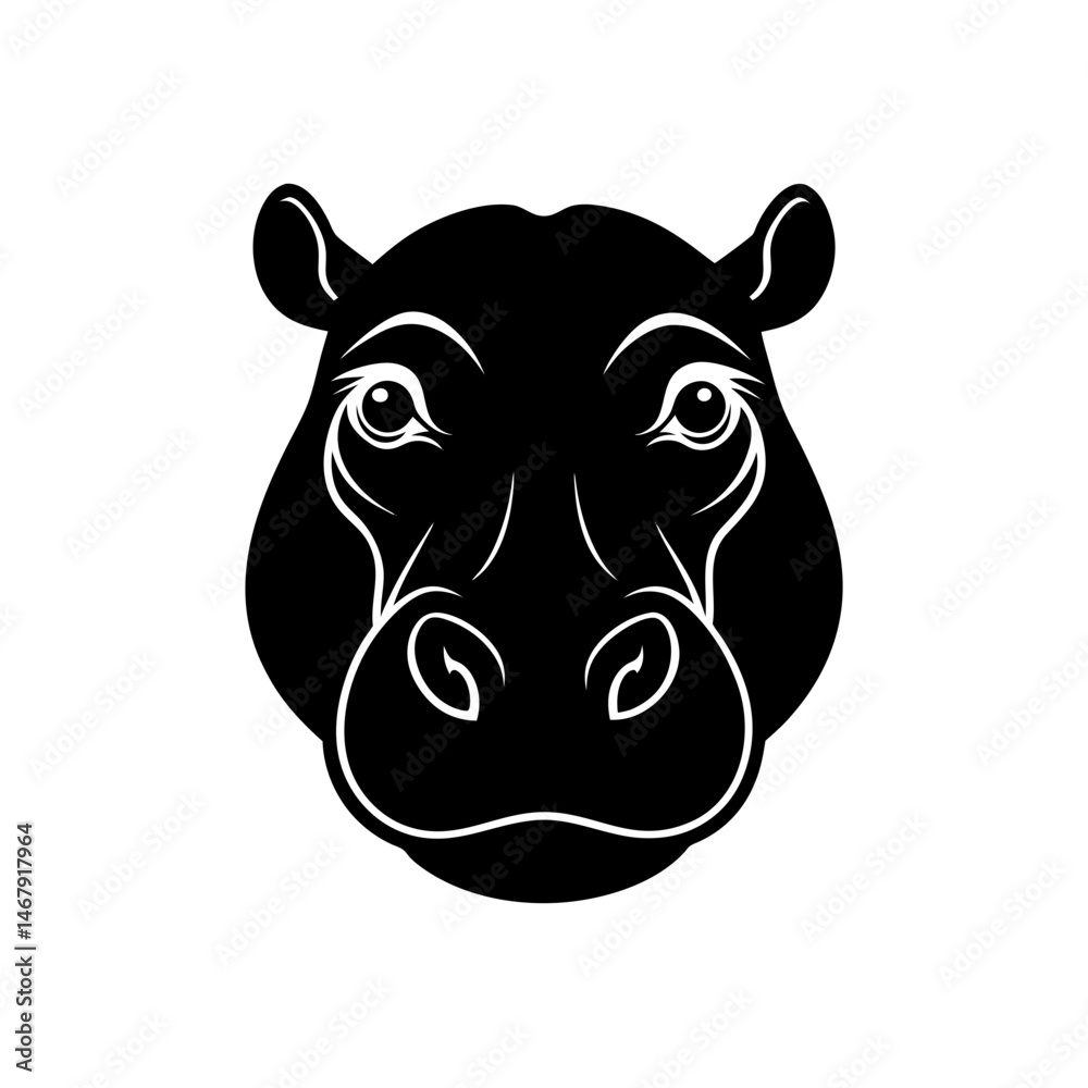 Naklejka premium hippo head on white background .svg
