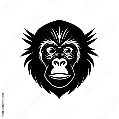 orangutan head on white background  .svg