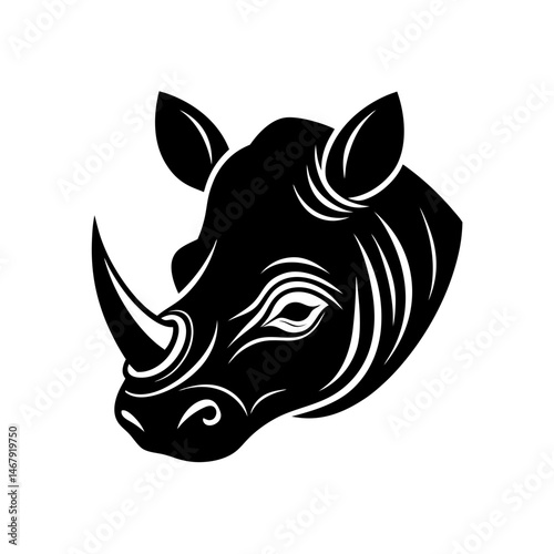 rhino head on white background 