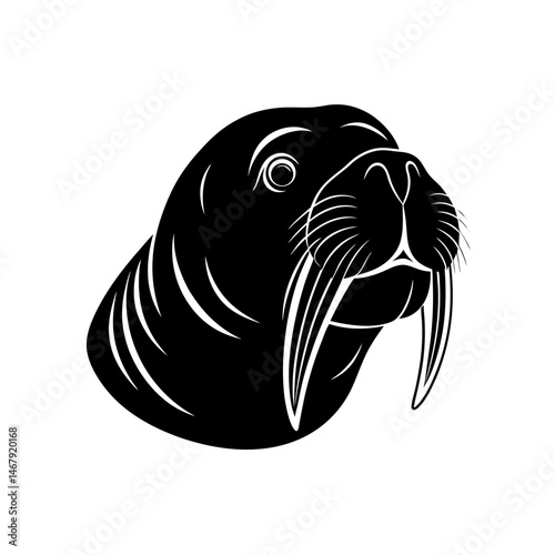 walrus head on white background  .svg