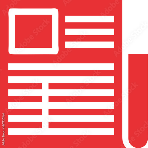 Stylized newspaper icon representing news reporting and journalistic communication in minimalist design