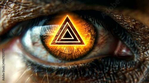 Mystic eye with glowing triangle pupil