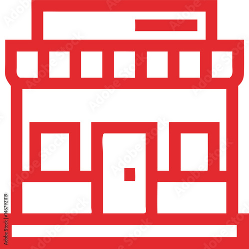 Simple modern red storefront outline suitable for business and retail related graphics