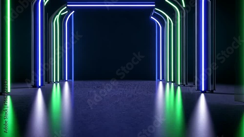 Neon tunnel to future dimensions