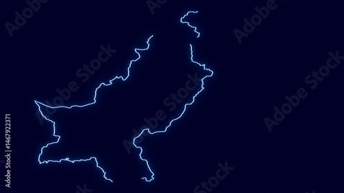 Pakistan map outline animation 4k