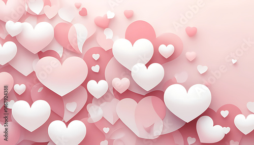 background with hearts | Heart shapes in pink and white tones arranged beautifully, perfect for expressing love and emotion. Ideal for Valentine's Day themes, romantic designs, and heartfelt messages
