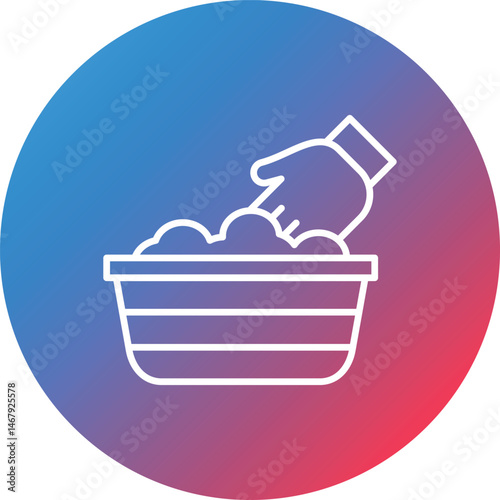 Hand Washing Clothes Line Gradient Circle Background Icon