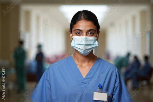 Nurse wearing protective mask in hospital