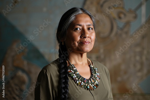 Smiling older woman indoors with soft lighting