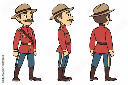 vector illustration of two men - Canadian Mountie Character