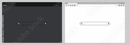 Website mockup template – Browser window with frames for PC, laptop, tablet, and mobile. Light, dark, and night modes included. Vector illustration for UI and web design presentations.