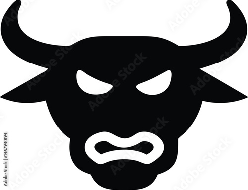 Powerful black silhouette of an angry bull charging forward vector design