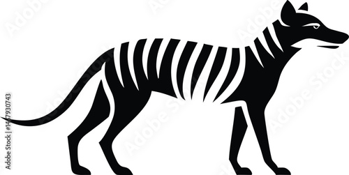 Tasmanian tiger silhouette design depicting the endangered marsupial predator