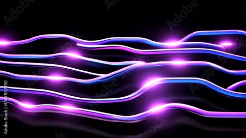 Radiant Waves Luminous strands undulating in darkness
