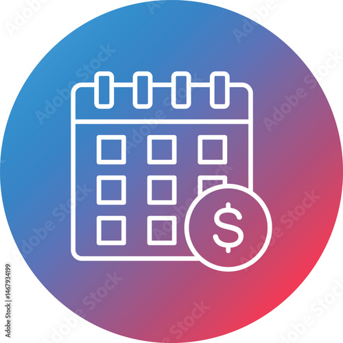 Payment Deadline Line Gradient Circle Background Icon