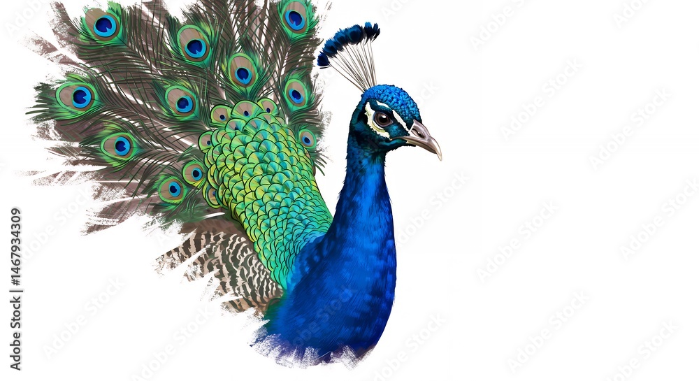 Obraz premium Peacock displaying vibrant plumage