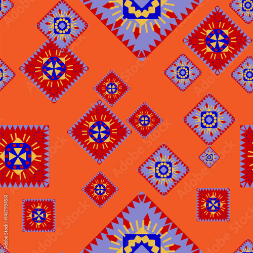 Mexican multicolored Latin American background in the form of diamonds