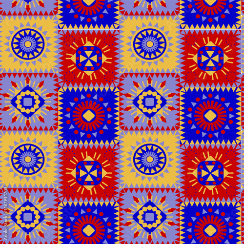 Mexican multicolored Latin American background in the form of diamonds