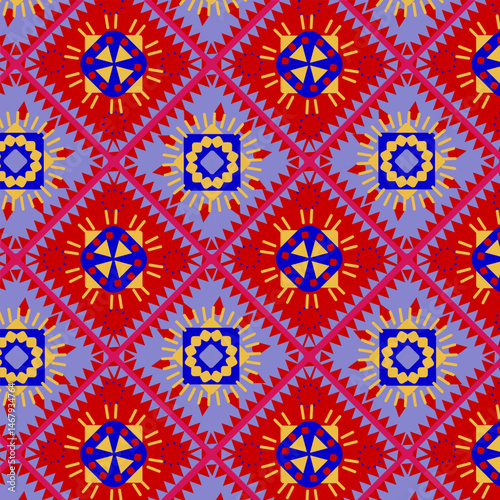 Mexican multicolored Latin American background in the form of diamonds