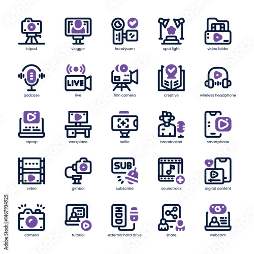 Content Creation Icon pack for your website, mobile, presentation, and logo design. Content Creation Icon dual tone design. Vector graphics illustration and editable stroke.