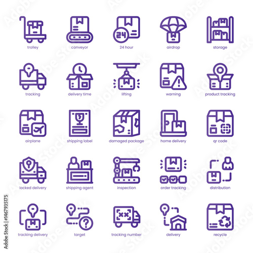 Delivery Tracking Icon pack for your website, mobile, presentation, and logo design. Delivery Tracking Icon line basic color design. Vector graphics illustration and editable stroke.