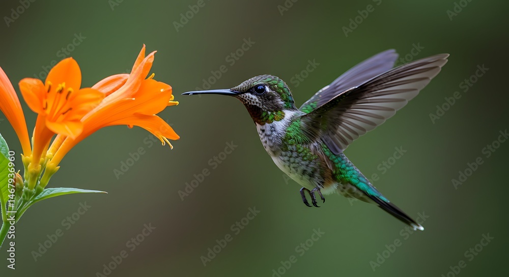 Naklejka premium Hummingbird feeding – macro wildlife photography