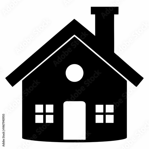 Home Icon: A simple and elegant silhouette of a house, symbolizing home, security, and domesticity, ready to represent your real estate needs or cozy home themes.