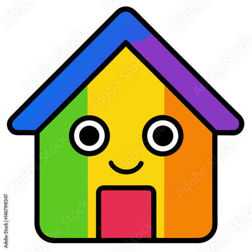 Home Sweet Home: A vibrant illustration of a cheerful house, its rainbow hues embodying warmth, inclusivity, and the simple joys of dwelling. 