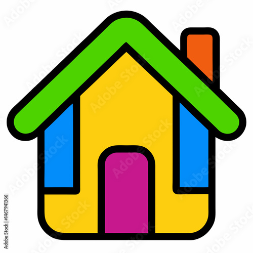 Vibrant Home Icon: A colorful illustration of a house. Capturing the essence of home. 