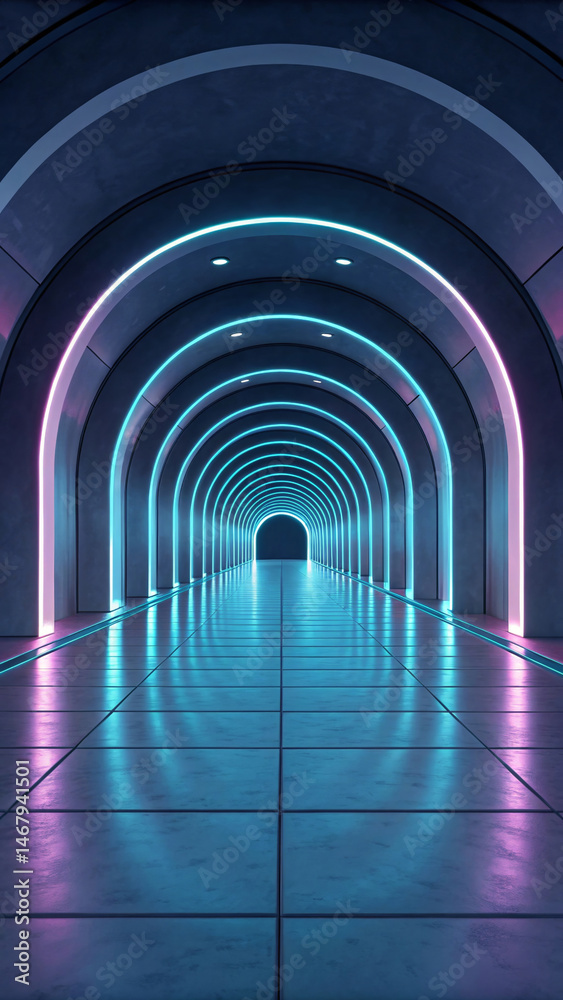 Obraz premium Sci-Fi Minimalist Background with Glowing 3D Design Style