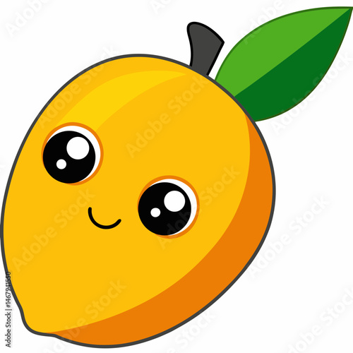 Happy Mango: A cheerful mango with bright colors and inviting smile, representing tropical freshness, natural sweetness, and wholesome healthy eating. 