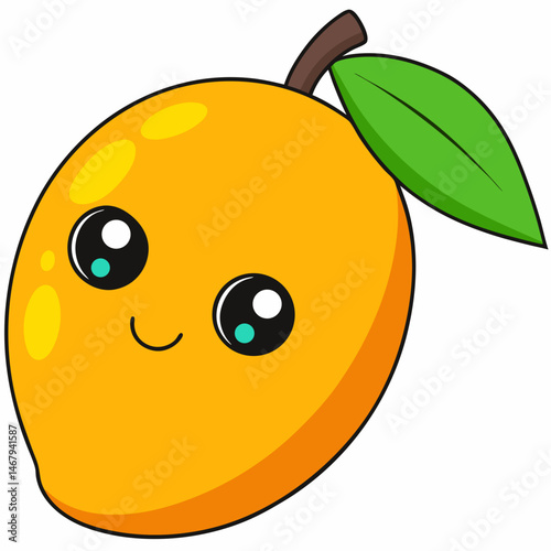 Cute Mango: A cheerful mango character with a playful smile, ready to add a touch of joy and freshness to any creative project.