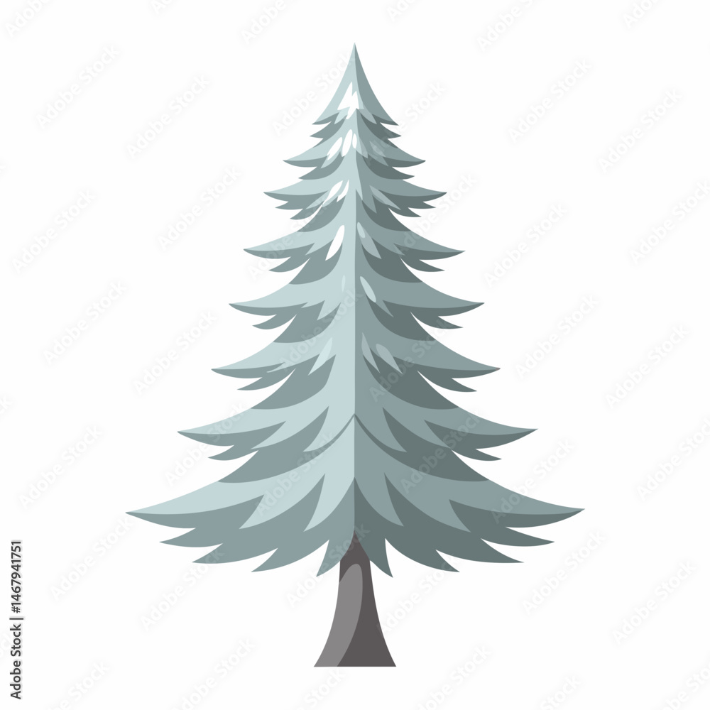 Obraz premium Evergreen Silhouette: A stylized evergreen tree, a symbol of resilience and natural beauty, stands in stark simplicity, evoking the tranquility of a winter's day.
