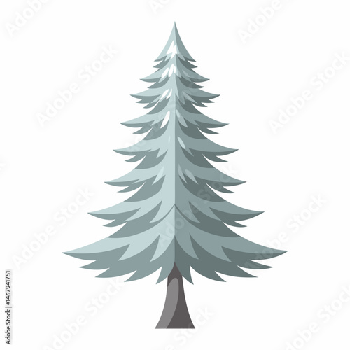Evergreen Silhouette: A stylized evergreen tree, a symbol of resilience and natural beauty, stands in stark simplicity, evoking the tranquility of a winter's day.