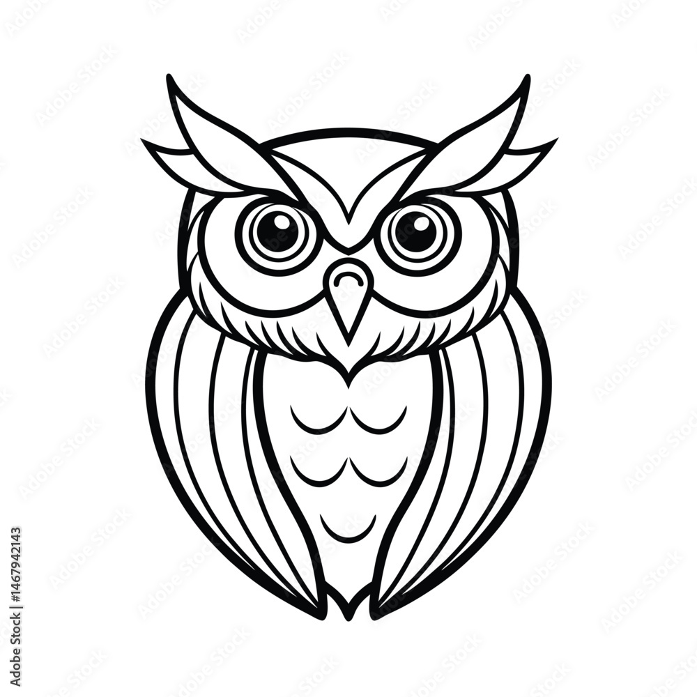 Naklejka premium a owl line art vector art silhouette