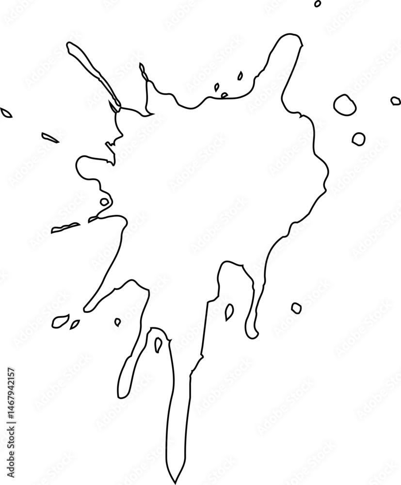 Obraz premium Hollow outline of an ink blot with jagged, irregular edges forming a symmetrical shape.