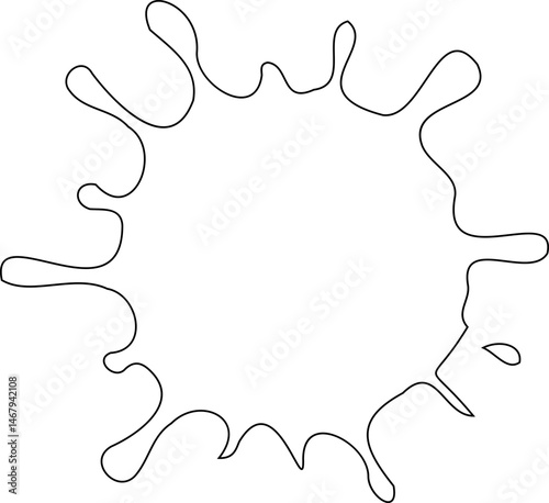 Black ink splash with a central drop shape outlined by hollow irregular contours in an abstract layout.