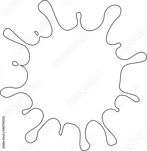Outline of a hollow ink shape with multiple uneven rounded blobs spreading in various directions.