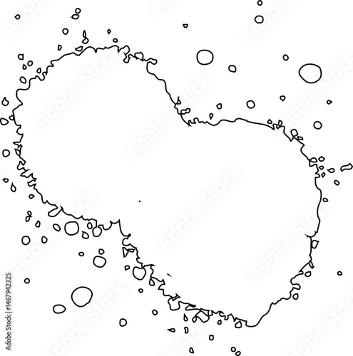 Ink contour with heart shape extended by several downward hollow drips.