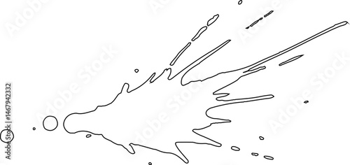 Sharp and fast-streaked ink splash contour with elongated lines forming a hollow burst.