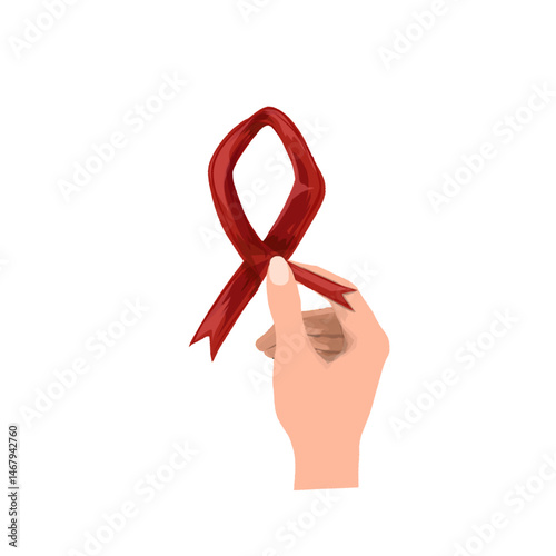 hands holding awareness ribbon aids without background