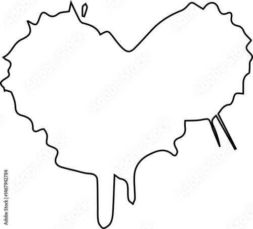 Smooth heart-shaped ink form with fluid hollow outlines and soft contour transitions.