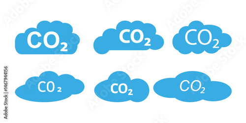 Low carbon dioxide icon symbol collection on white background.
