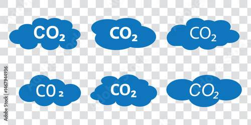 CO2 emissions icon. Ecology and environment symbol, carbon dioxide pollution, reduce co2 gas, carbon reduction cloud, zero carbon emission. 